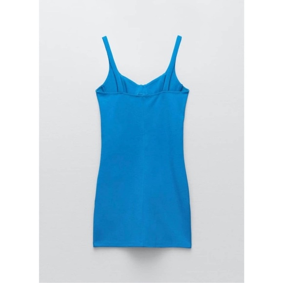 Zara Blue Corset Stitch Mini Dress Size Small‎ - Picture 3 of 13